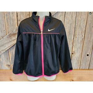 Girls size 6 medium Nike full zip sweater black pink EUC jacket fleece lined